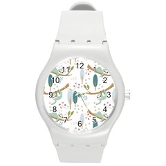 Pattern Sloth Woodland Round Plastic Sport Watch (m)