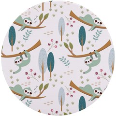 Pattern Sloth Woodland Uv Print Round Tile Coaster