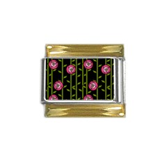 Abstract Rose Garden Gold Trim Italian Charm (9mm)