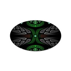 Fractal Green Black 3d Art Floral Pattern Sticker Oval (100 Pack)