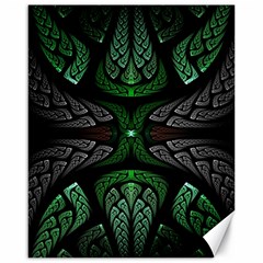 Fractal Green Black 3d Art Floral Pattern Canvas 16  X 20 