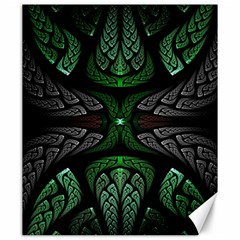 Fractal Green Black 3d Art Floral Pattern Canvas 20  X 24 