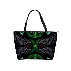 Fractal Green Black 3d Art Floral Pattern Classic Shoulder Handbag