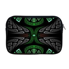 Fractal Green Black 3d Art Floral Pattern Apple Macbook Pro 17  Zipper Case