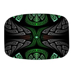 Fractal Green Black 3d Art Floral Pattern Mini Square Pill Box