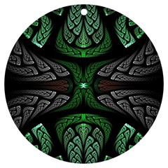 Fractal Green Black 3d Art Floral Pattern Uv Print Acrylic Ornament Round