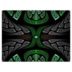 Fractal Green Black 3d Art Floral Pattern Two Sides Premium Plush Fleece Blanket (baby Size)