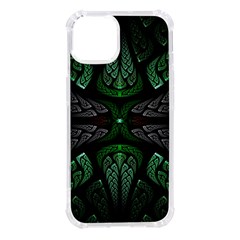 Fractal Green Black 3d Art Floral Pattern Iphone 14 Tpu Uv Print Case