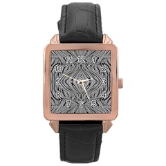 Black And White Pattern 1 Rose Gold Leather Watch 