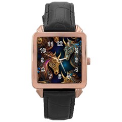 Pattern 5 Rose Gold Leather Watch  by 2607694a