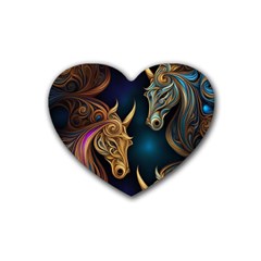 Pattern With Horses Rubber Coaster (heart)