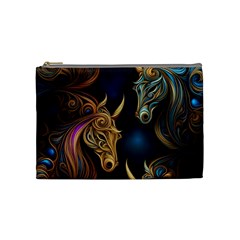 Pattern With Horses Cosmetic Bag (medium)