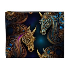 Pattern With Horses Cosmetic Bag (xl)