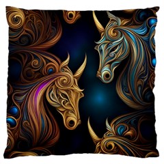 Pattern With Horses Large Cushion Case (two Sides) by 2607694a