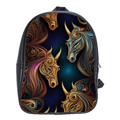 Pattern With Horses School Bag (xl)