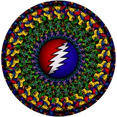 Grateful Dead Bear Pattern Uv Print Round Tile Coaster