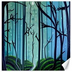 Nature Outdoors Night Trees Scene Forest Woods Light Moonlight Wilderness Stars Canvas 12  X 12 