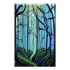 Nature Outdoors Night Trees Scene Forest Woods Light Moonlight Wilderness Stars Shower Curtain 48  X 72  (small) 