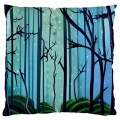 Nature Outdoors Night Trees Scene Forest Woods Light Moonlight Wilderness Stars Large Premium Plush Fleece Cushion Case (two Sides)