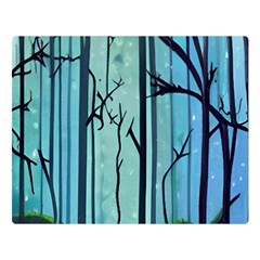 Nature Outdoors Night Trees Scene Forest Woods Light Moonlight Wilderness Stars Two Sides Premium Plush Fleece Blanket (large)