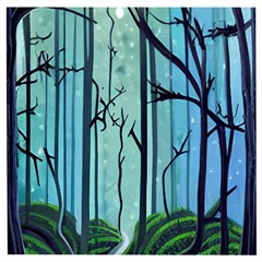 Nature Outdoors Night Trees Scene Forest Woods Light Moonlight Wilderness Stars Wooden Puzzle Square