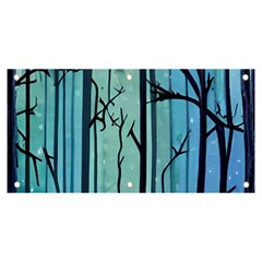 Nature Outdoors Night Trees Scene Forest Woods Light Moonlight Wilderness Stars Banner And Sign 6  X 3 