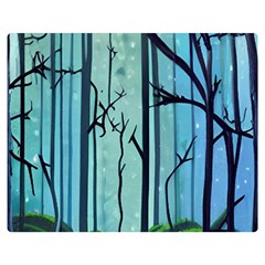 Nature Outdoors Night Trees Scene Forest Woods Light Moonlight Wilderness Stars Premium Plush Fleece Blanket (medium)