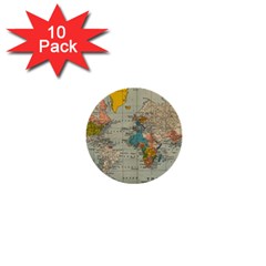 Vintage World Map 1  Mini Buttons (10 Pack) 