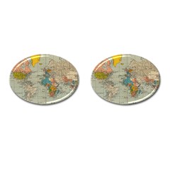 Vintage World Map Cufflinks (oval)