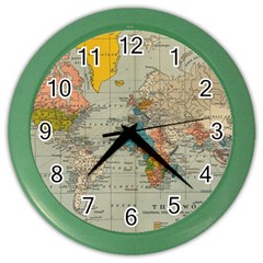 Vintage World Map Color Wall Clock