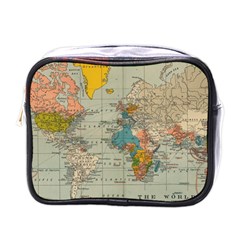 Vintage World Map Mini Toiletries Bag (one Side)