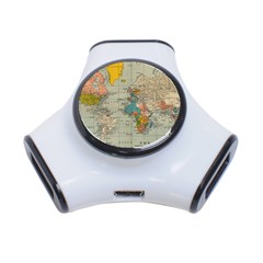 Vintage World Map 3-port Usb Hub