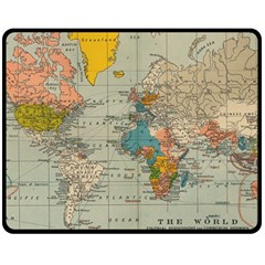 Vintage World Map Two Sides Fleece Blanket (medium)