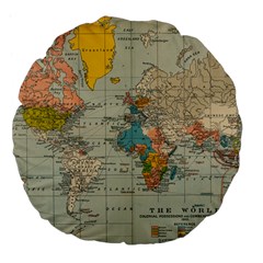 Vintage World Map Large 18  Premium Flano Round Cushions