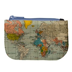 Vintage World Map Large Coin Purse