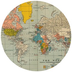 Vintage World Map Wooden Puzzle Round