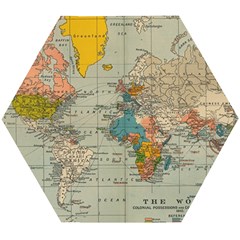 Vintage World Map Wooden Puzzle Hexagon