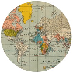 Vintage World Map Wooden Bottle Opener (round)