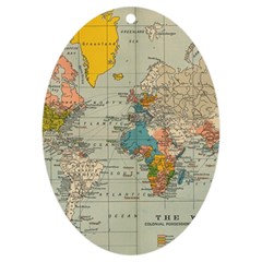 Vintage World Map Uv Print Acrylic Ornament Oval