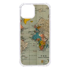 Vintage World Map Iphone 14 Tpu Uv Print Case