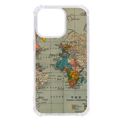 Vintage World Map Iphone 13 Pro Tpu Uv Print Case