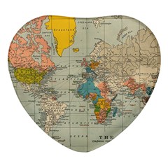 Vintage World Map Heart Glass Fridge Magnet (4 Pack)