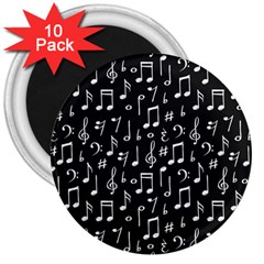 Chalk Music Notes Signs Seamless Pattern 3  Magnets (10 Pack) 