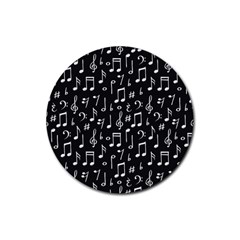 Chalk Music Notes Signs Seamless Pattern Rubber Coaster (round)