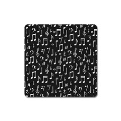 Chalk Music Notes Signs Seamless Pattern Square Magnet