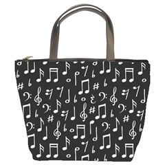 Chalk Music Notes Signs Seamless Pattern Bucket Bag