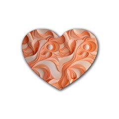 Peach Fuzz Elegant Print Abstract Design Rubber Heart Coaster (4 Pack) by dflcprintsclothing