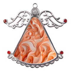 Peach Fuzz Elegant Print Abstract Design Metal Angel With Crystal Ornament by dflcprintsclothing