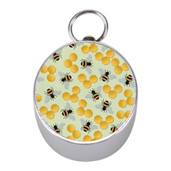 Bees Pattern Honey Bee Bug Honeycomb Honey Beehive Mini Silver Compasses