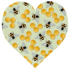 Bees Pattern Honey Bee Bug Honeycomb Honey Beehive Wooden Puzzle Heart